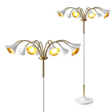 Vivian 61" 10-Light Mid-Century Modern Iron Medusa Multi Head LED Floor Lamp - JONATHAN Y